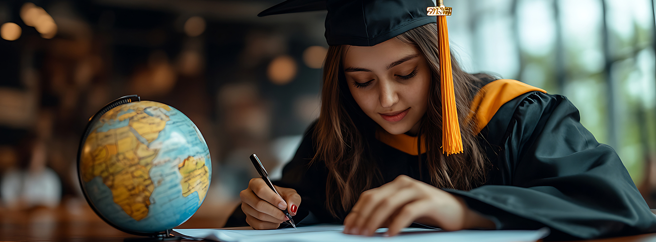 Student receiving scholarship